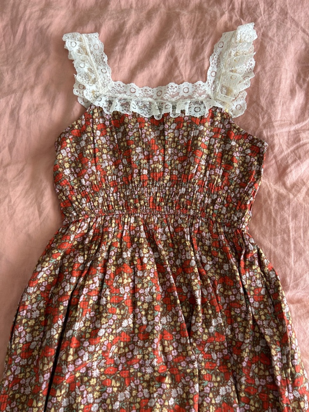 Christy Dawn Lysandra Red Floral Lace-Trim Sundress - Picture 4 of 5